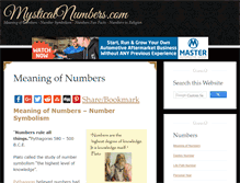 Tablet Screenshot of mysticalnumbers.com